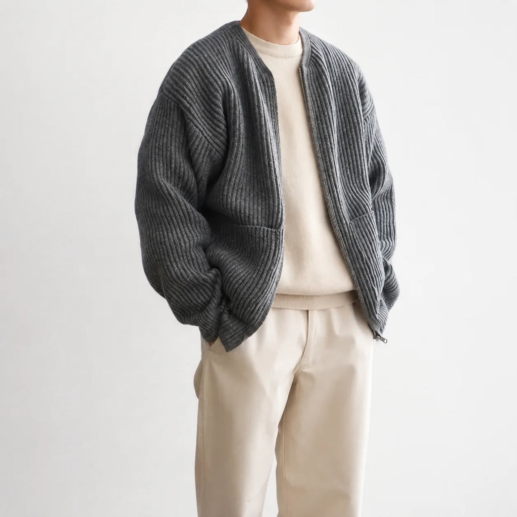 Men's Cardigan with Funnel Neck