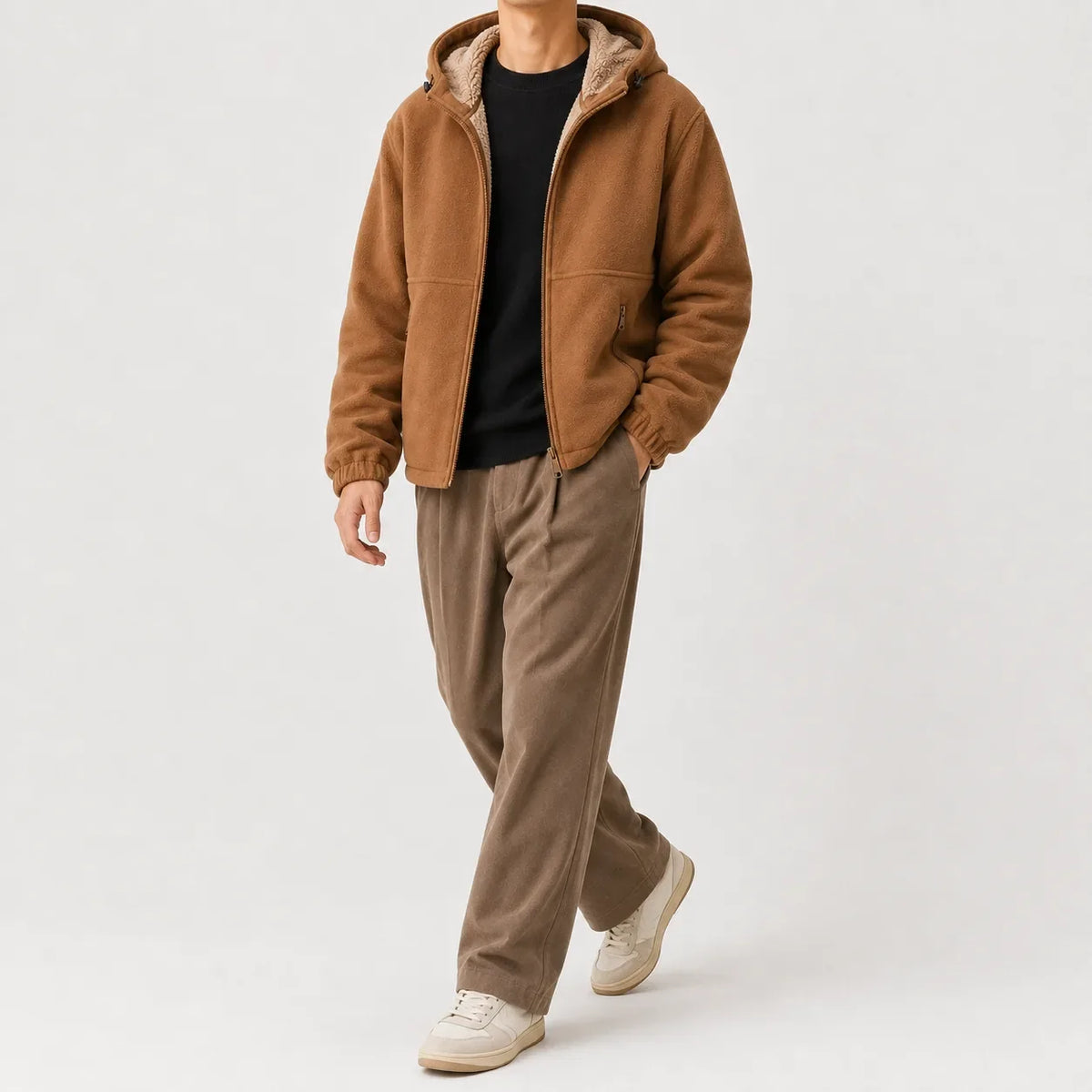 Men's Hoodie with Fleece Lining and Zip