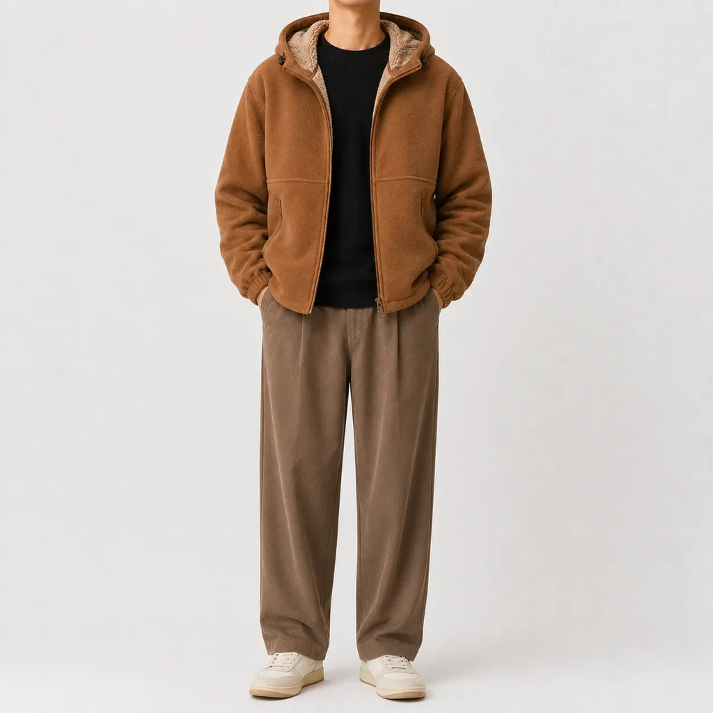 Men's Hoodie with Fleece Lining and Zip