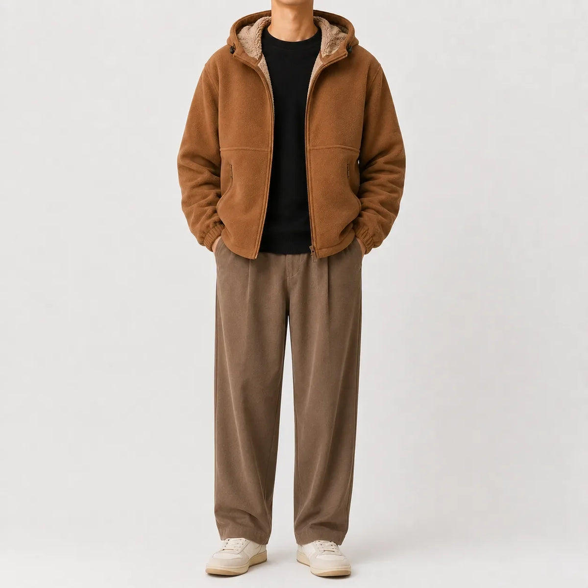 Men's Hoodie with Fleece Lining and Zip