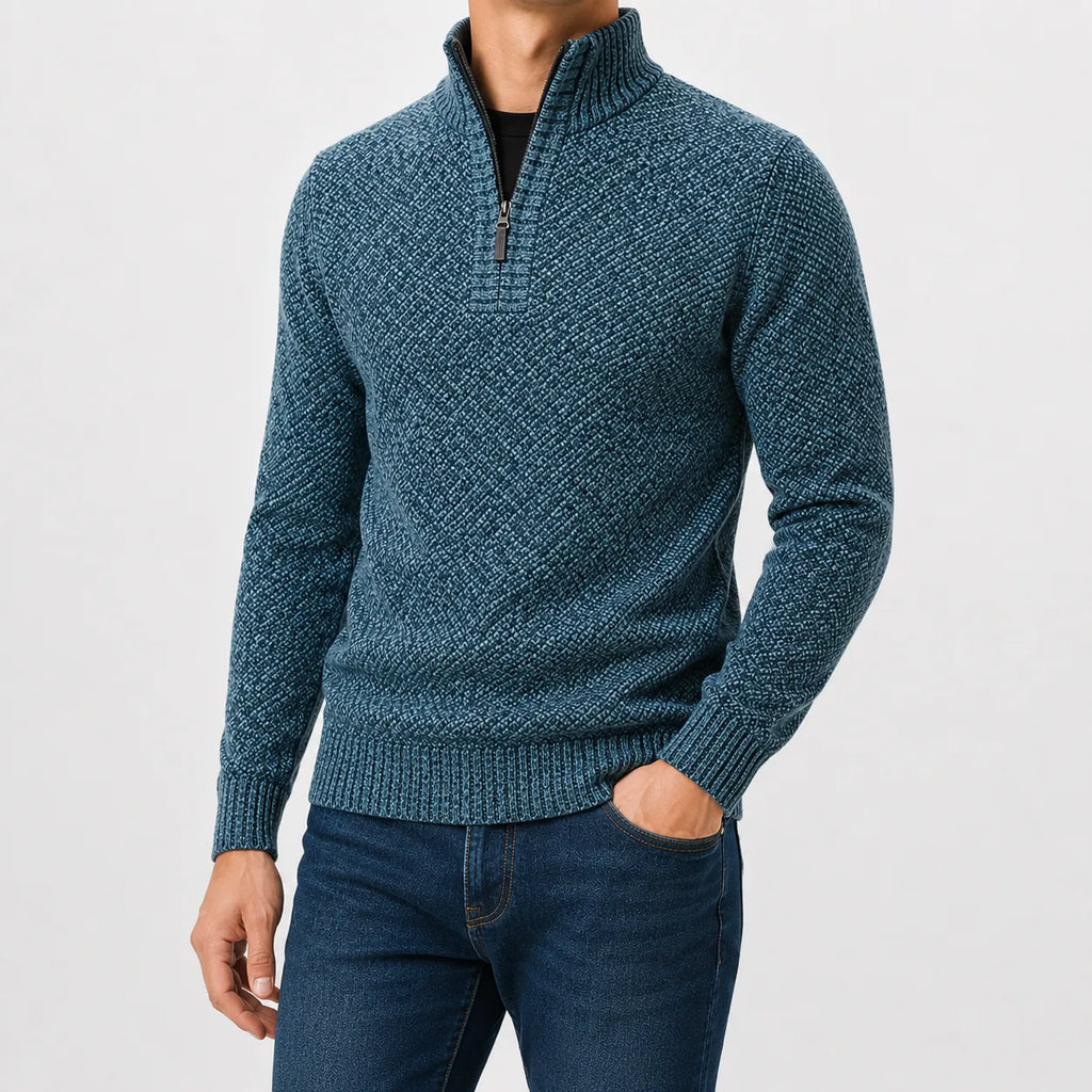 Men's Zip-up Jumper with Mock Neck – Style 3