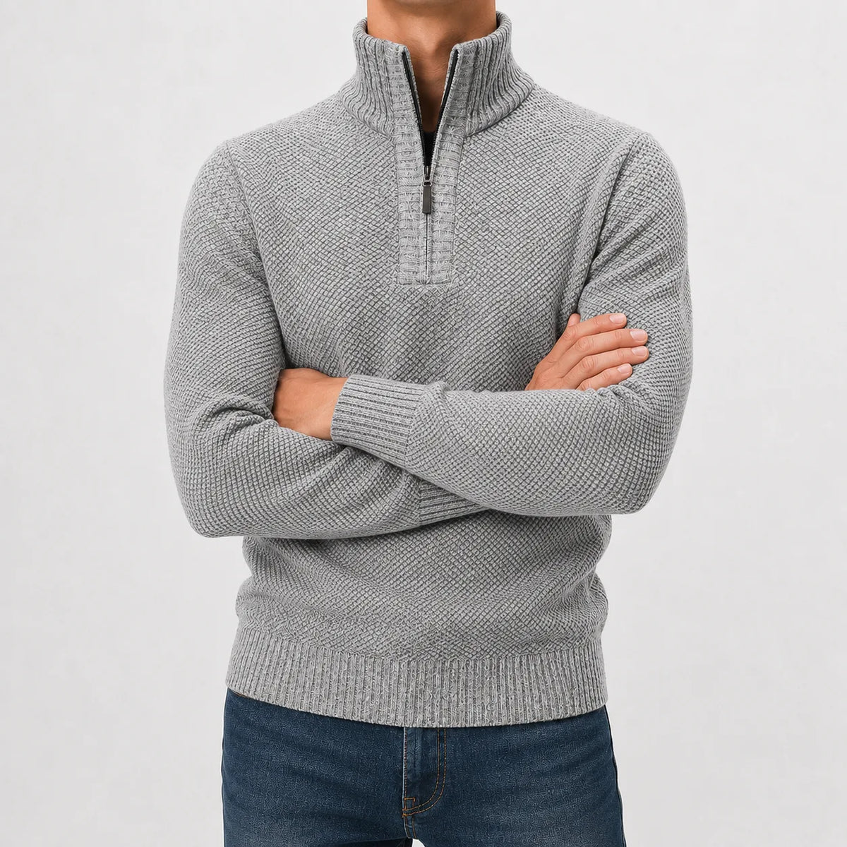 Men's Zip-up Jumper with Mock Neck – Style 3