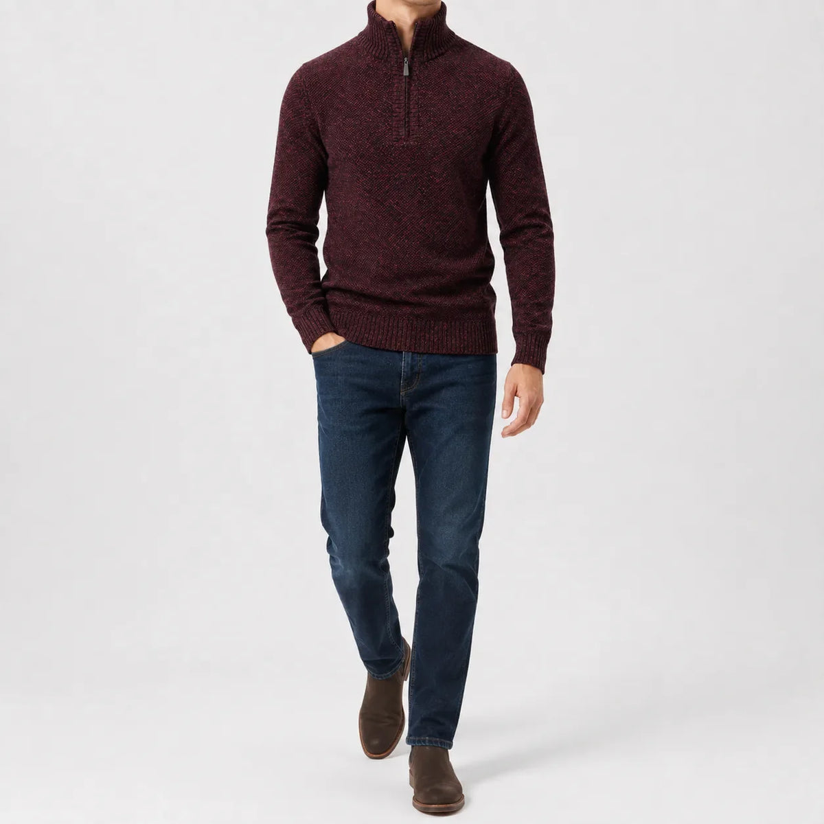 Men's Zip-up Jumper with Mock Neck – Style 3