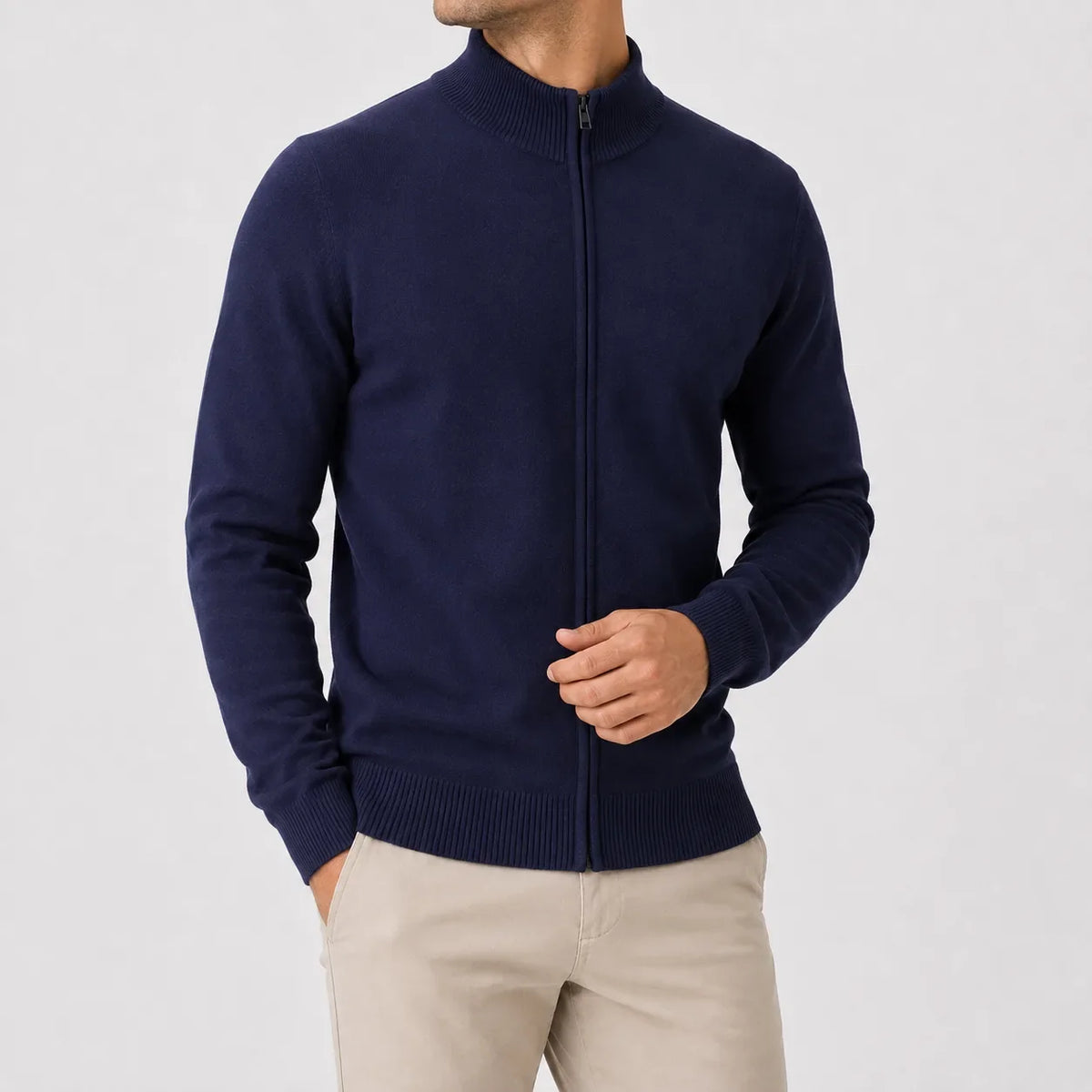 Men's Cardigan with Stand Collar