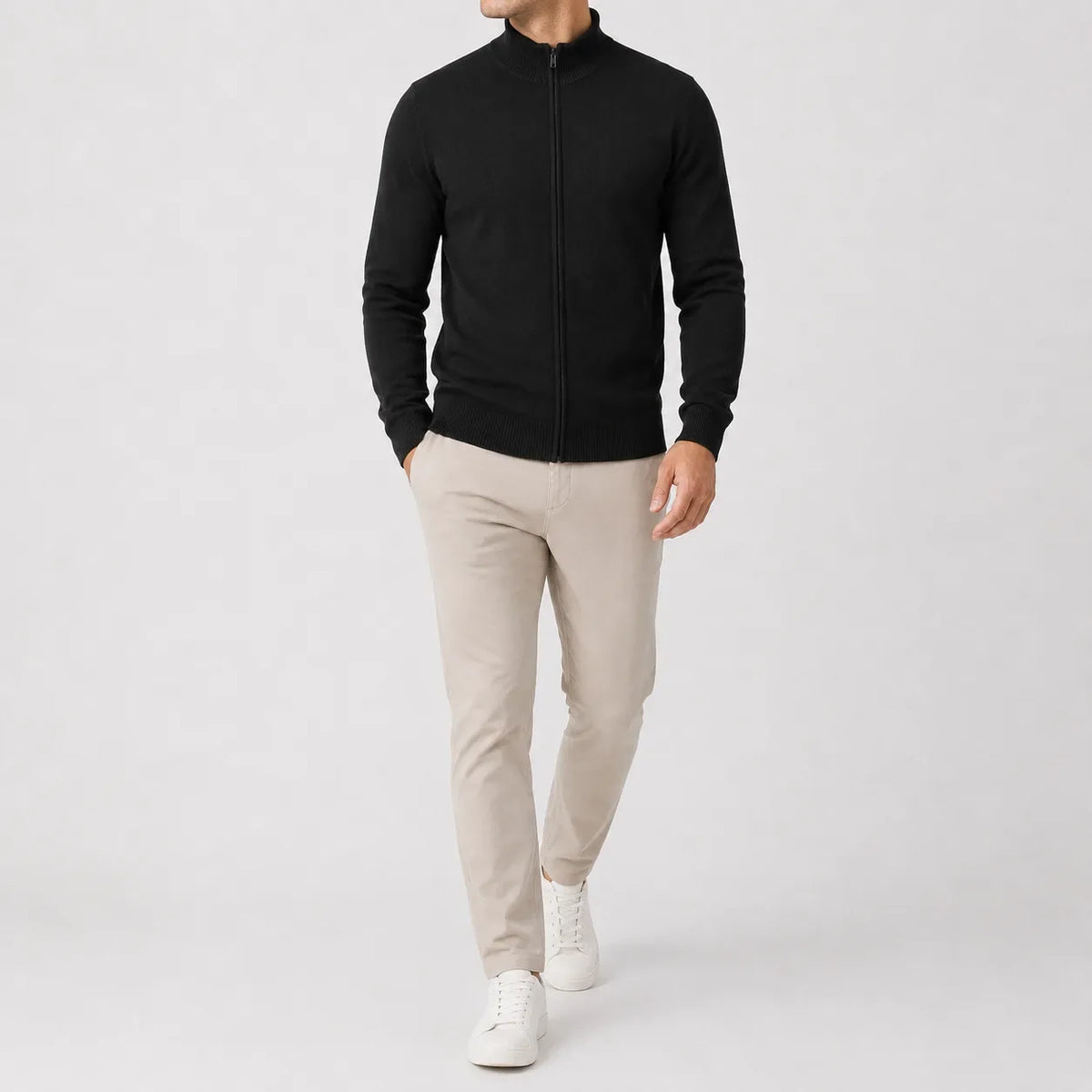 Men's Cardigan with Stand Collar