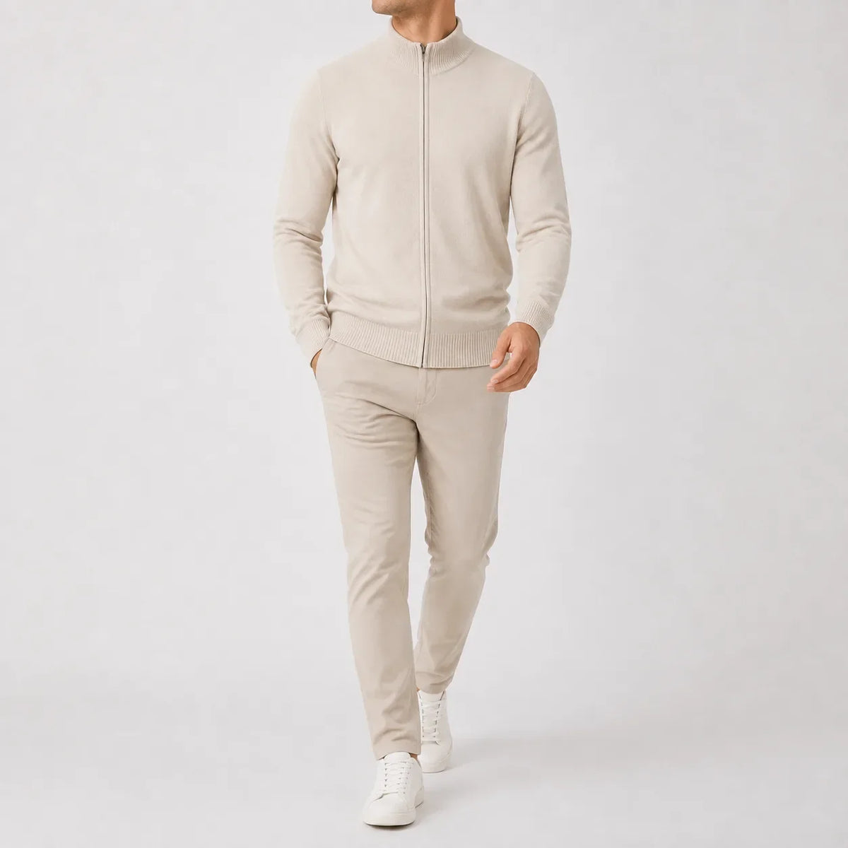 Men's Cardigan with Stand Collar