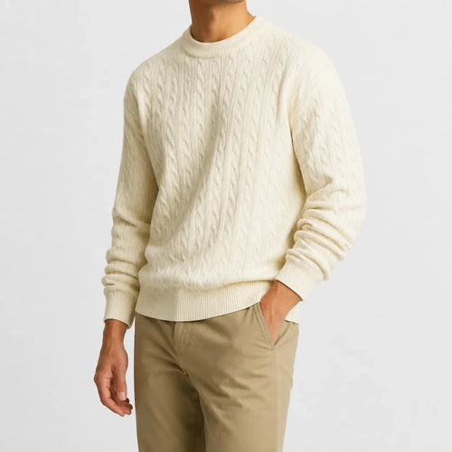 Men's Cable-knit Jumper with Crew Neck