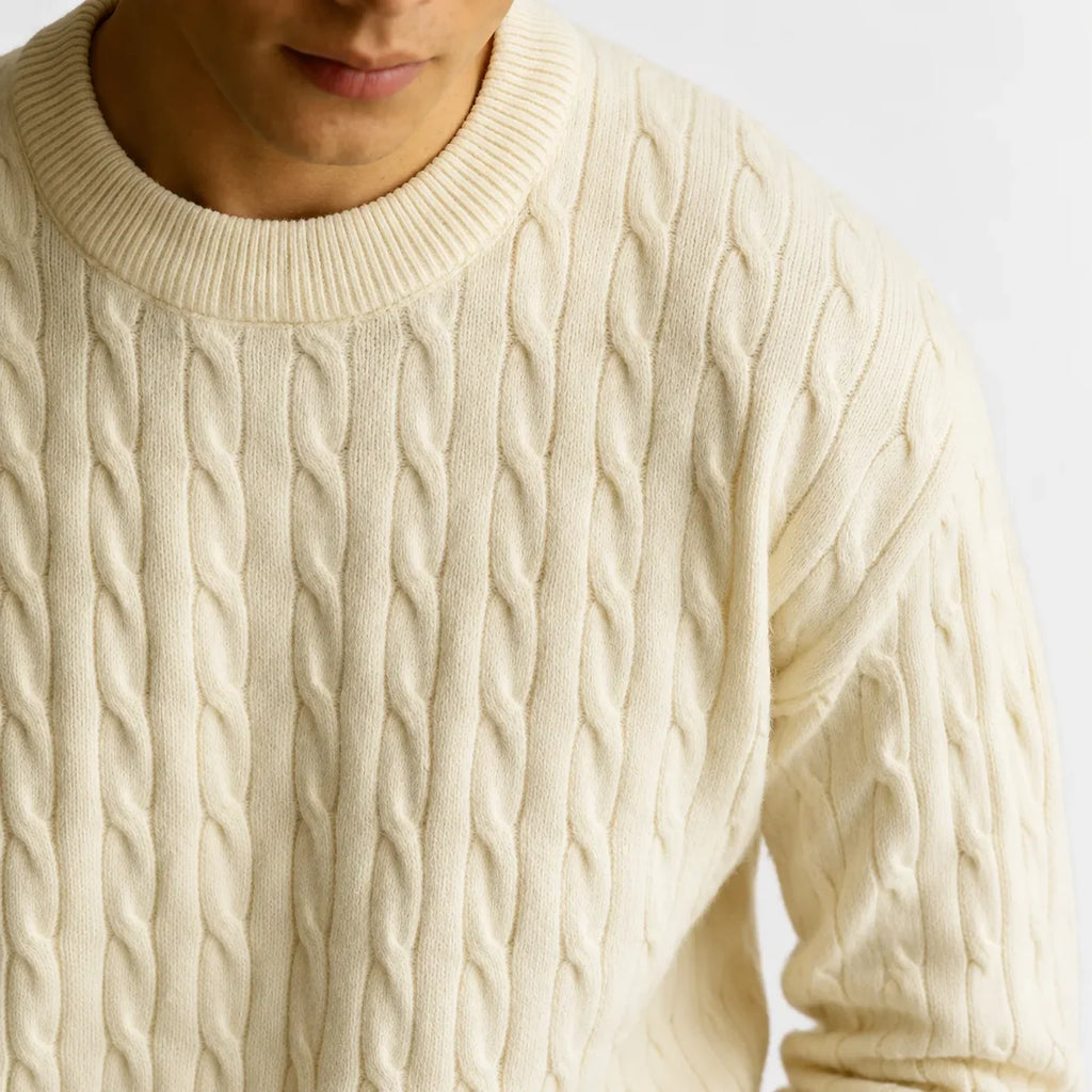 Men's Cable-knit Jumper with Crew Neck
