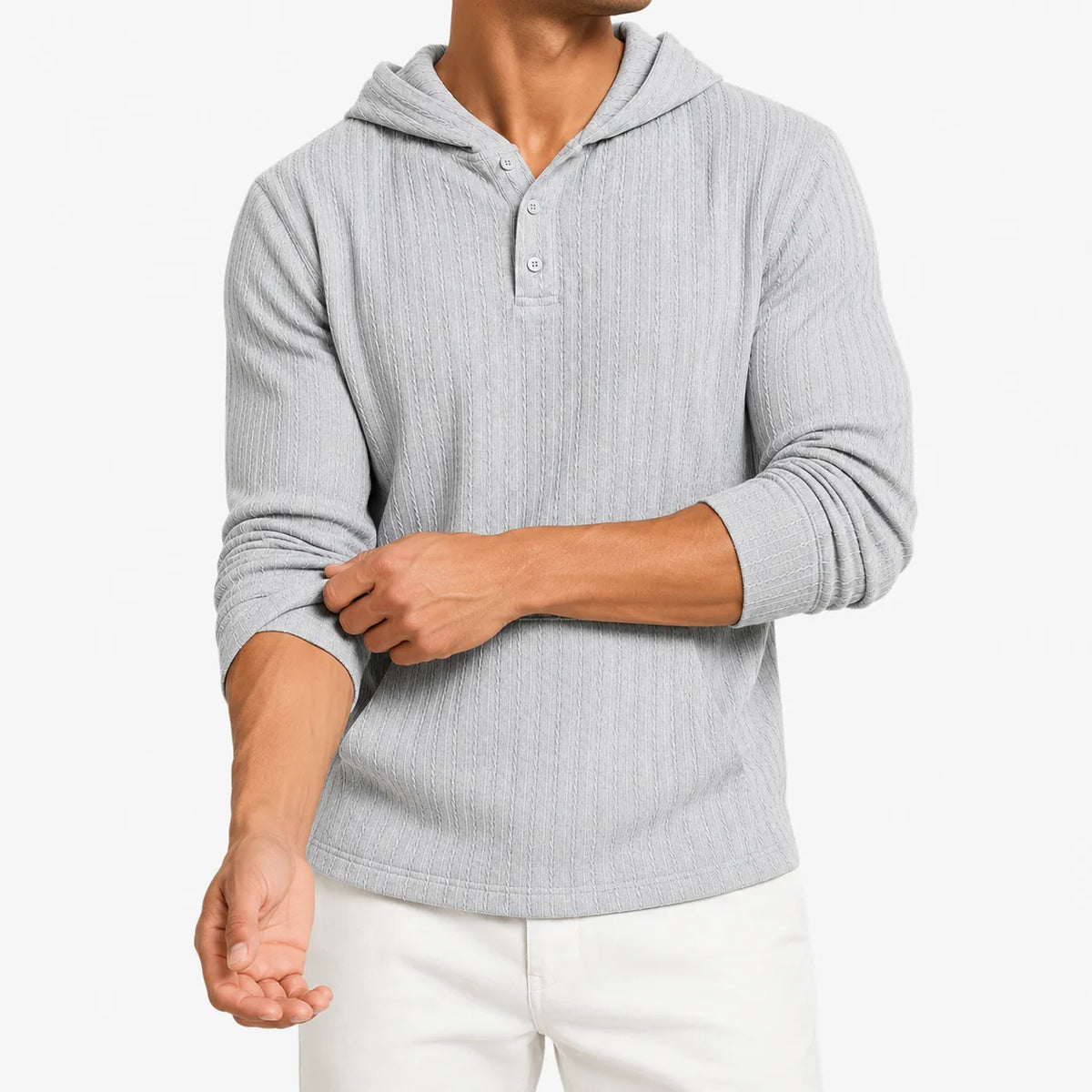 Men's Hoodie with Textured Finish and Hood