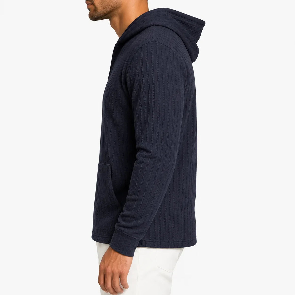Men's Hoodie with Textured Finish and Hood