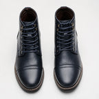 Men's Lace-up Boots with Cap Toe