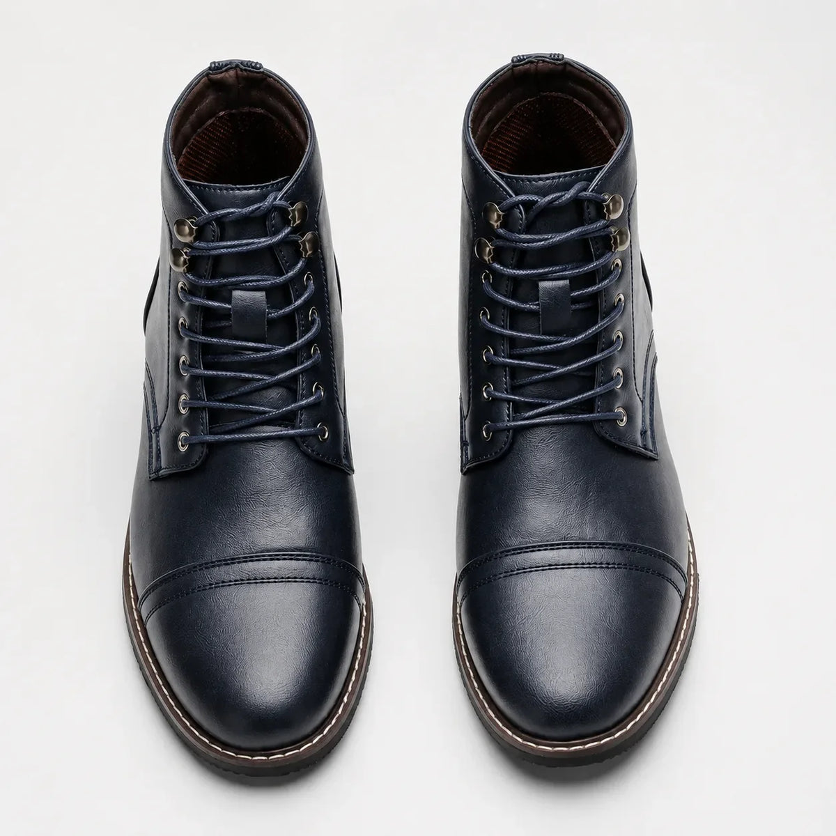 Men's Lace-up Boots with Cap Toe