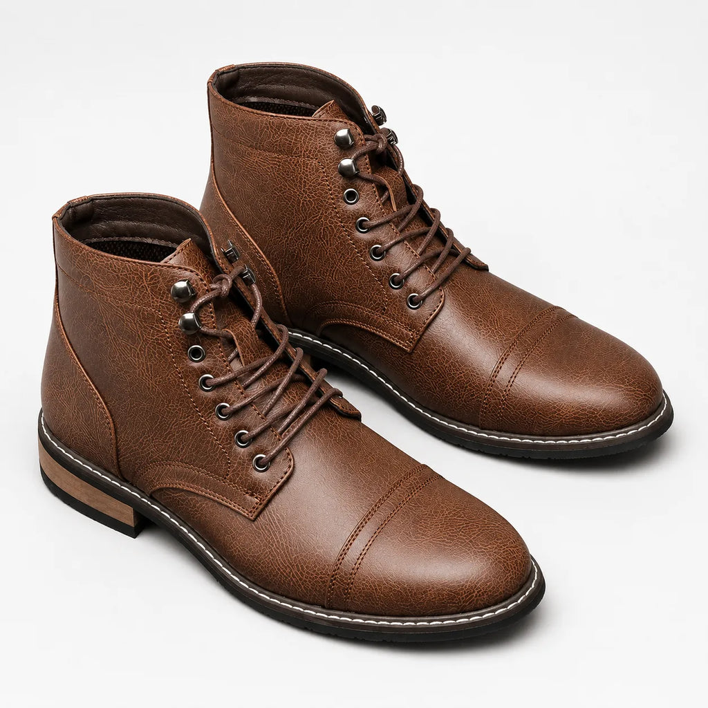 Men's Lace-up Boots with Cap Toe