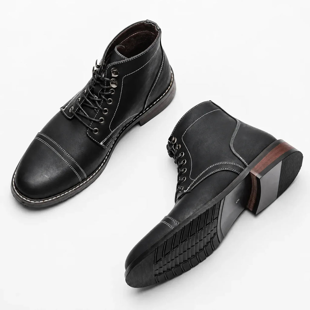 Men's Lace-up Boots with Cap Toe