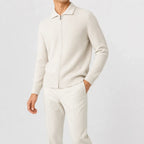 Men's Cardigan with Zip and Textured Knit