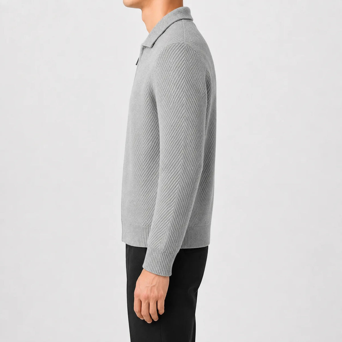 Men's Cardigan with Zip and Textured Knit