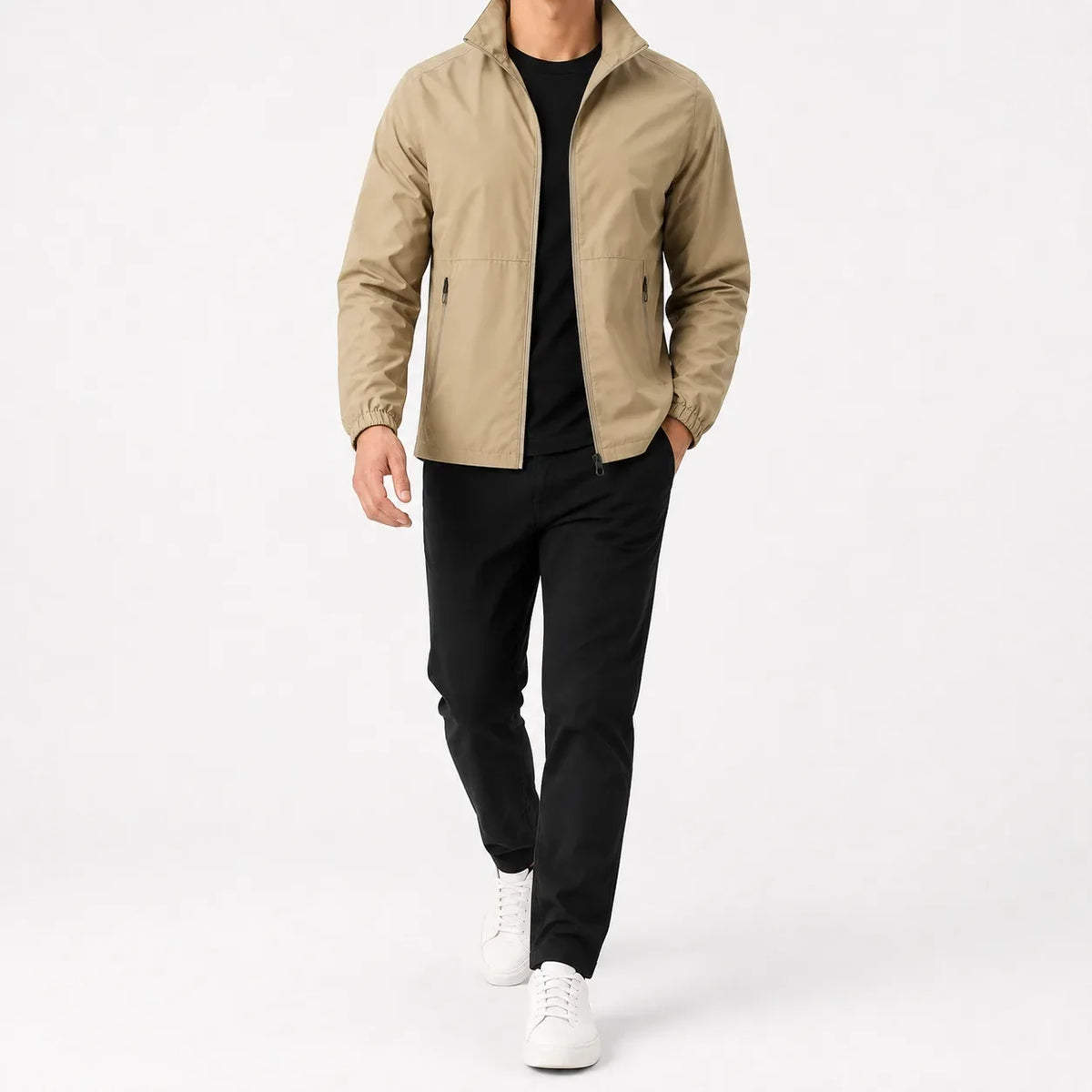 Men's Rain Jacket with Zip Front