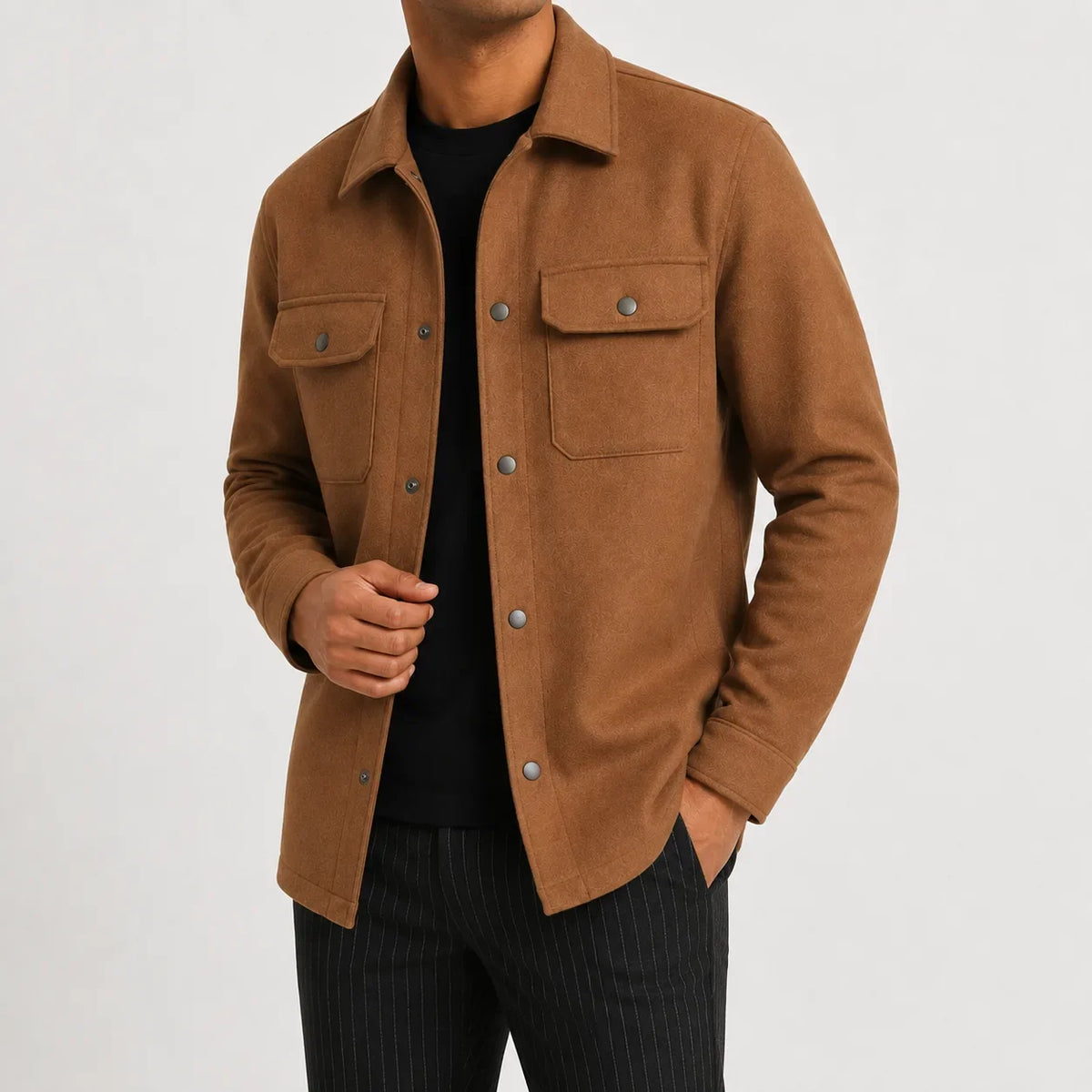 Men's Overshirt with Mandarin Collar – Style 2