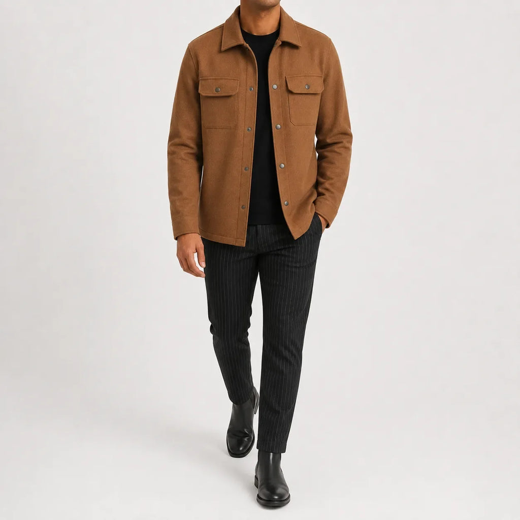 Men's Overshirt with Mandarin Collar – Style 2