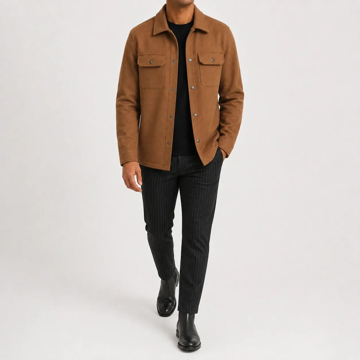 Men's Overshirt with Mandarin Collar – Style 2
