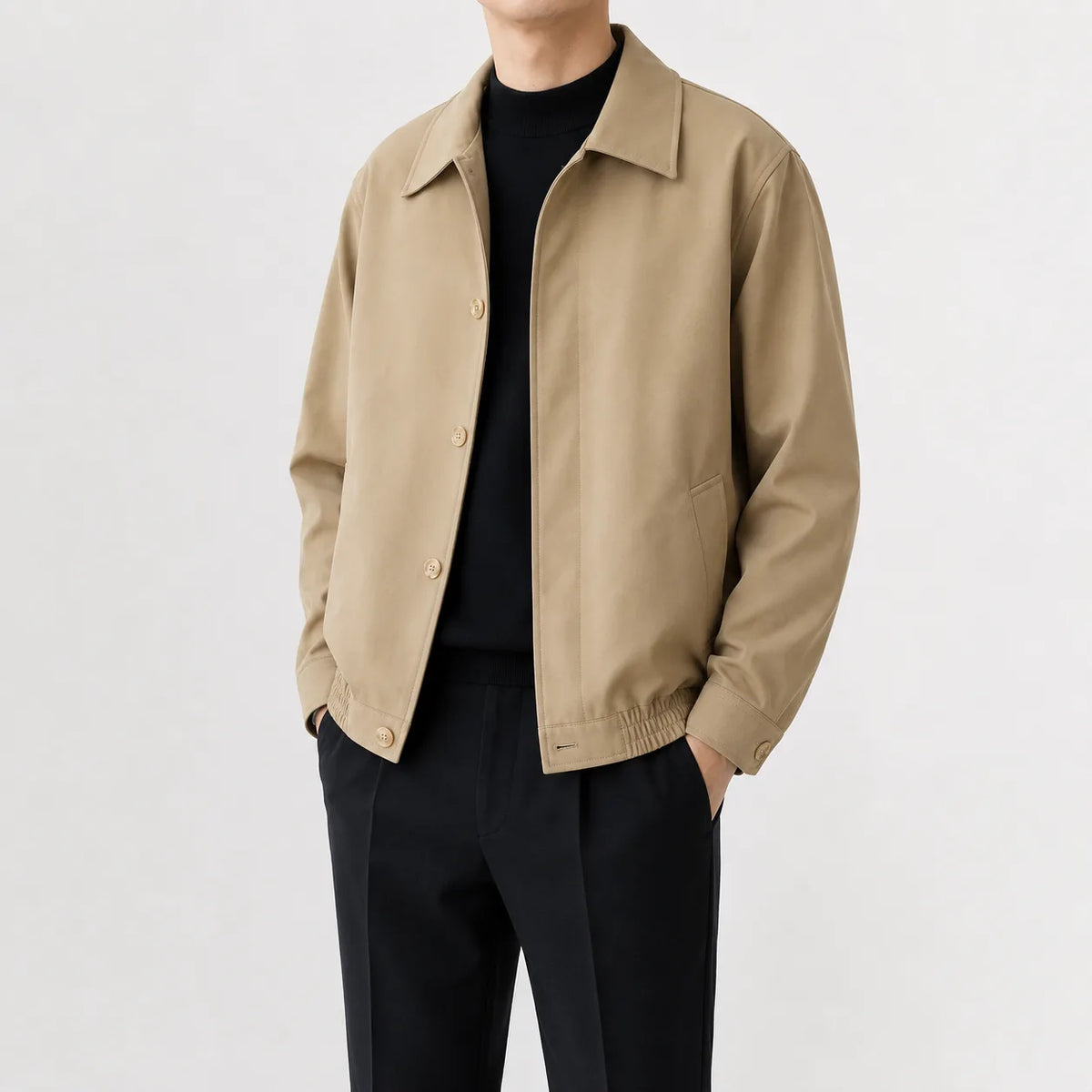 Men's Trench Coat with Classic Collar