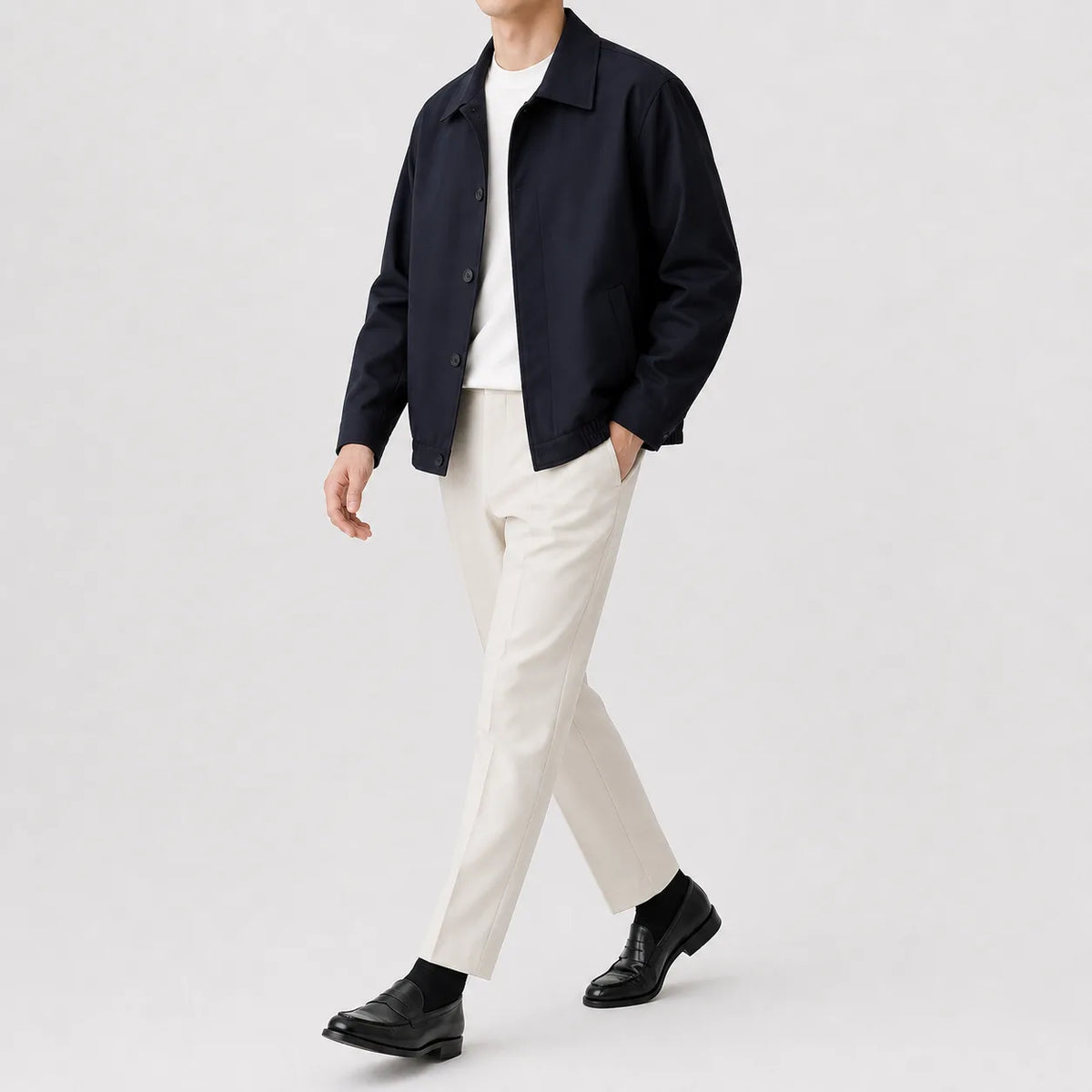 Men's Trench Coat with Classic Collar