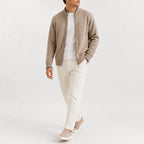 Men's Zip-up Jumper with Knitted Texture