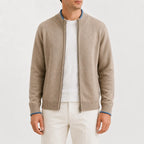 Men's Zip-up Jumper with Knitted Texture
