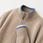 Men's Zip-up Jumper with Knitted Texture