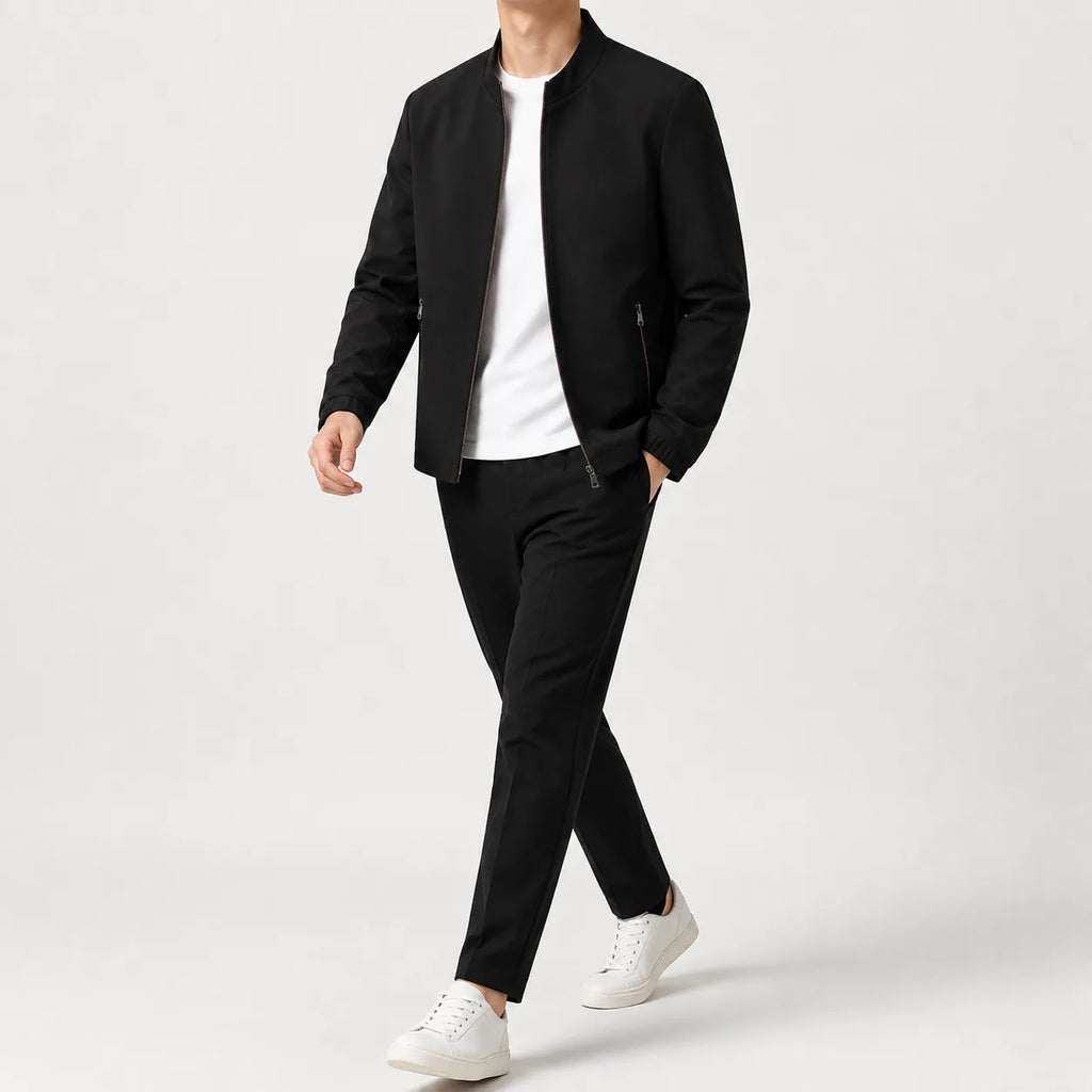 Men's Bomber Jacket with Mandarin Collar