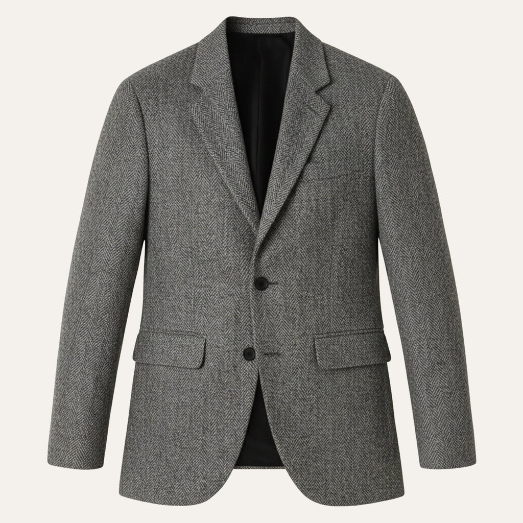 Men's Herringbone Tweed-Style Blazer – Tailored Slim Fit