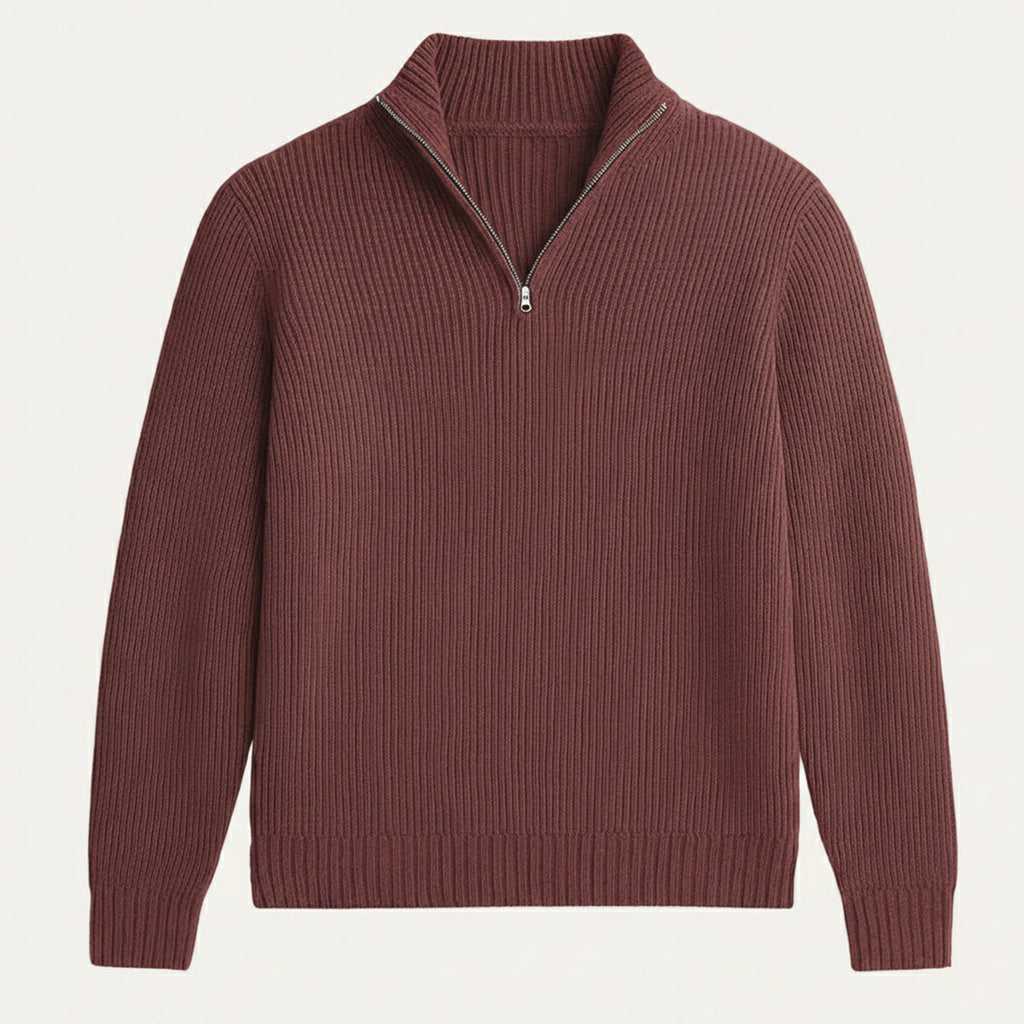Men's Soft-Knit Half-Zip Jumper – Ribbed Texture