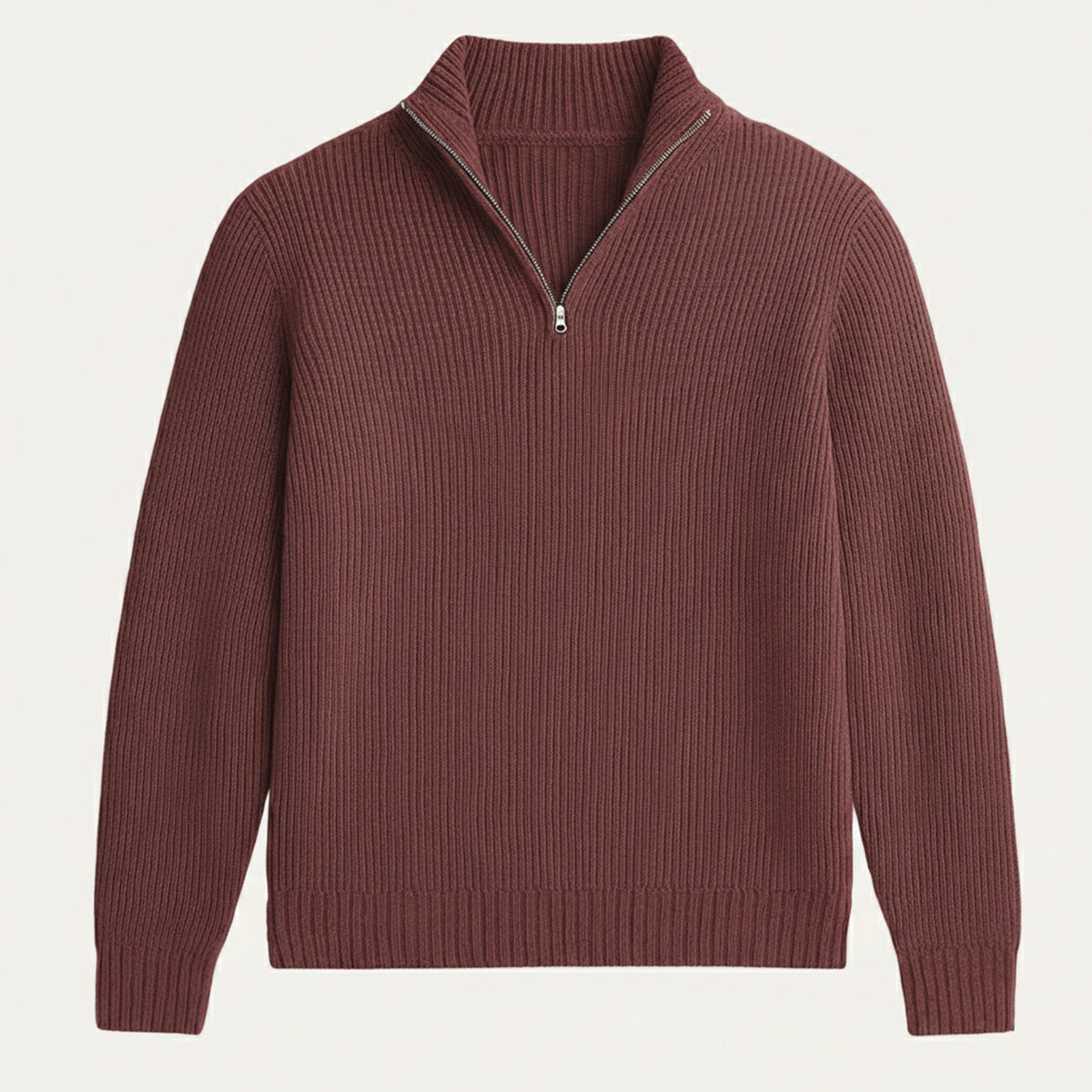 Men's Soft-Knit Half-Zip Jumper – Ribbed Texture