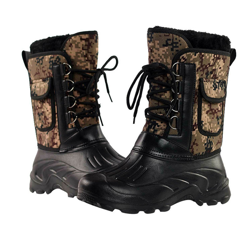 Men's Waterproof Plush-Lined Snow Boots – Lace-Up Mid-Calf Outdoor Winter