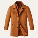 Men's Wool-Blend Smart Jacket – Zip and Button Front, Adjustable Cuffs