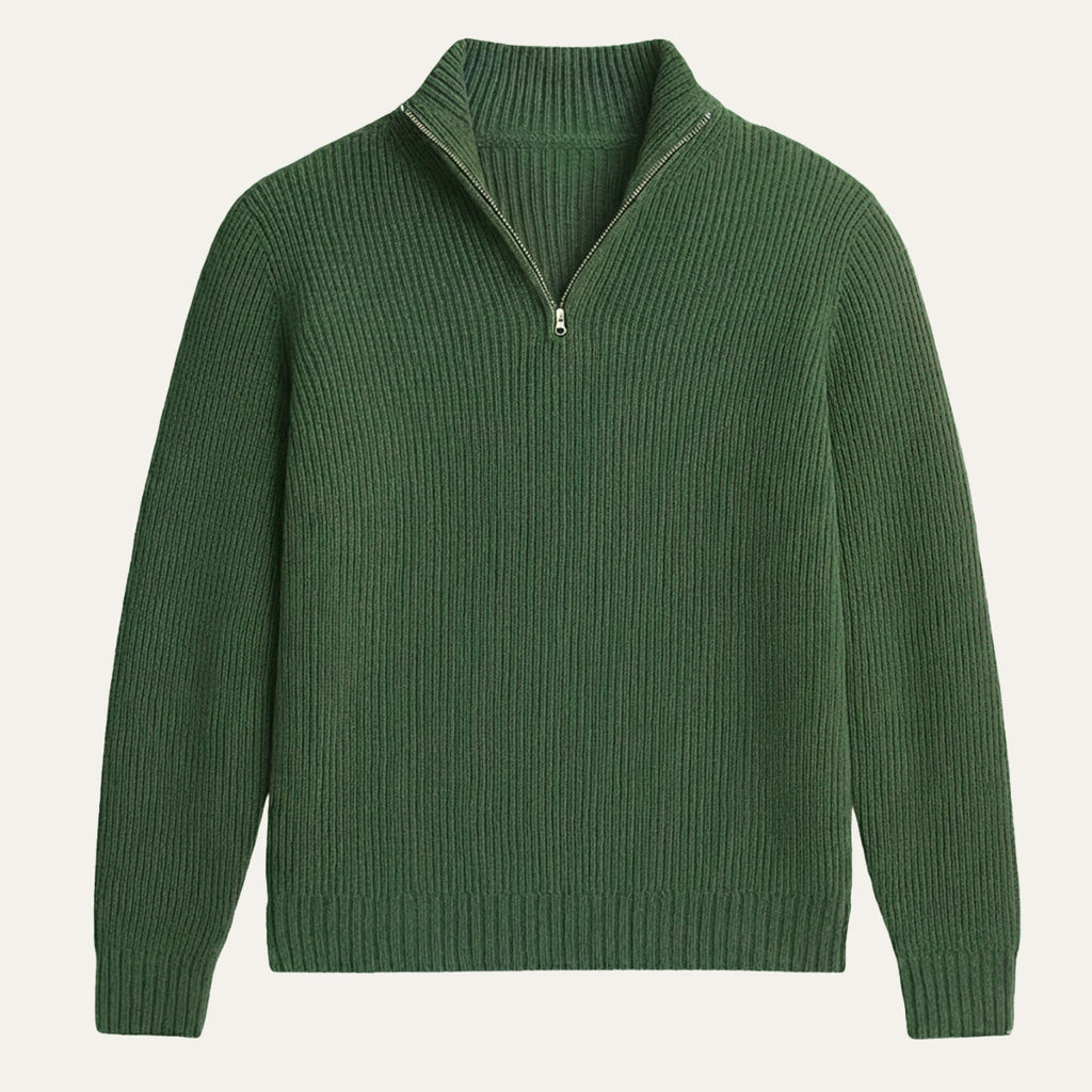 Men's Soft-Knit Half-Zip Jumper – Ribbed Texture