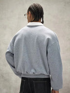 Men's Oversized Polo-Collar Sweatshirt with Embroidered Chest