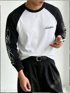 Men's Colour-Block Raglan Longsleeve with Script Sleeves