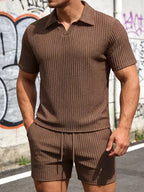 Men's Polo and Shorts Summer Set in White