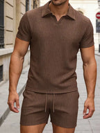 Men's Polo and Shorts Summer Set in White