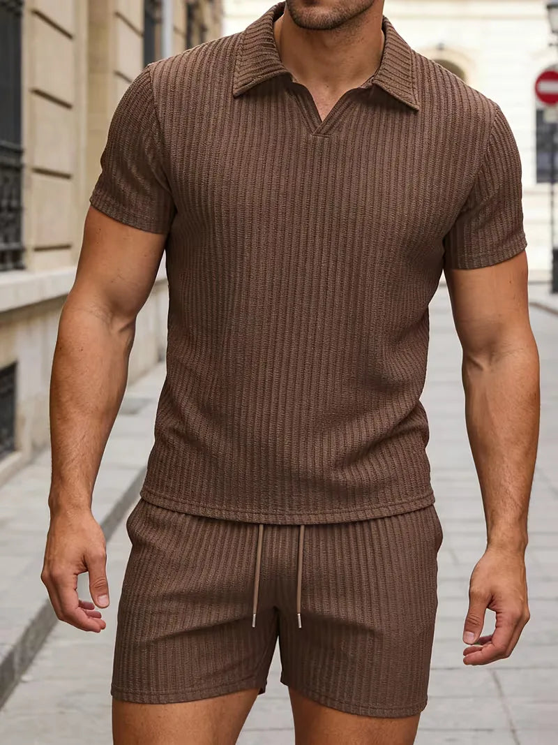 Men's Polo and Shorts Summer Set in White