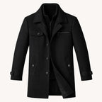 Men's Wool-Blend Smart Jacket – Zip and Button Front, Adjustable Cuffs