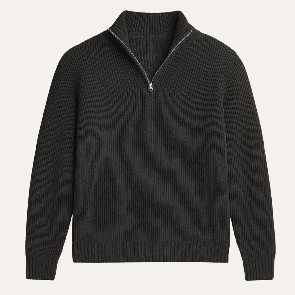 Men's Soft-Knit Half-Zip Jumper – Ribbed Texture