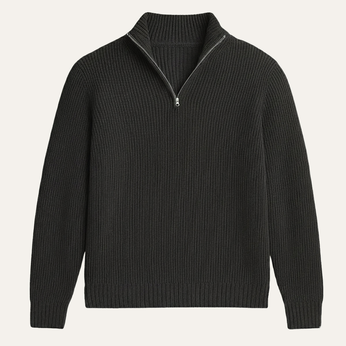 Men's Soft-Knit Half-Zip Jumper – Ribbed Texture