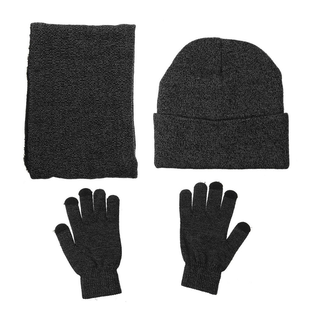 Men's Knitted Winter Accessory Set – Warm Beanie Neck Warmer
