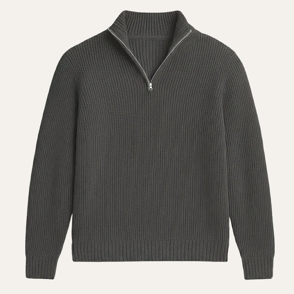 Men's Soft-Knit Half-Zip Jumper – Ribbed Texture
