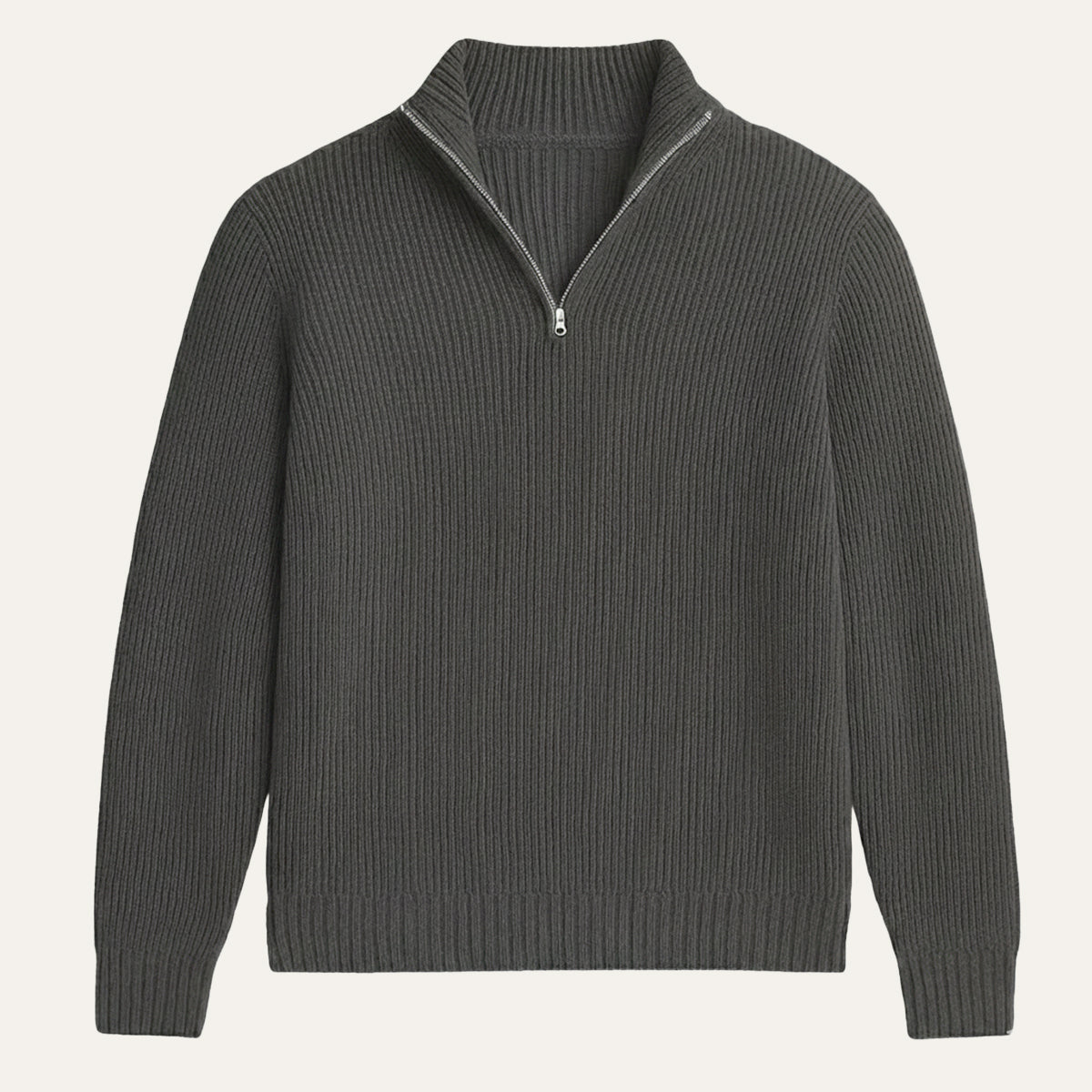 Men's Soft-Knit Half-Zip Jumper – Ribbed Texture