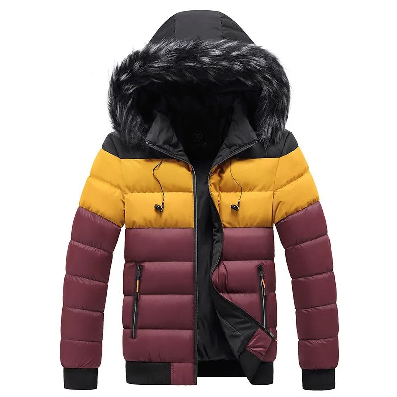 Men's faux fur-Trim Hooded Thermal Down Puffer Jacket
