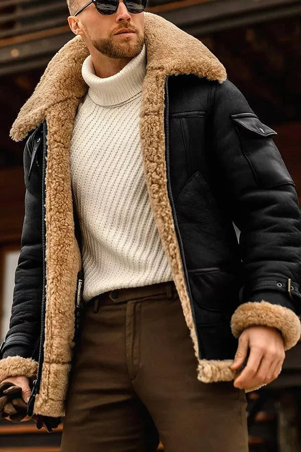 Men's shearling-style-Lined Aviator Jacket