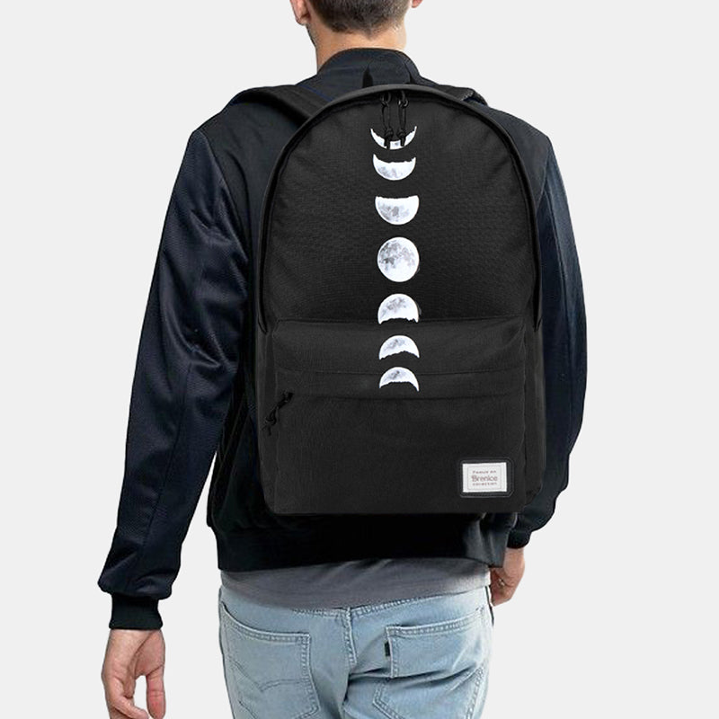 Unisex Moon Phase Oxford Backpack – Casual School Bag